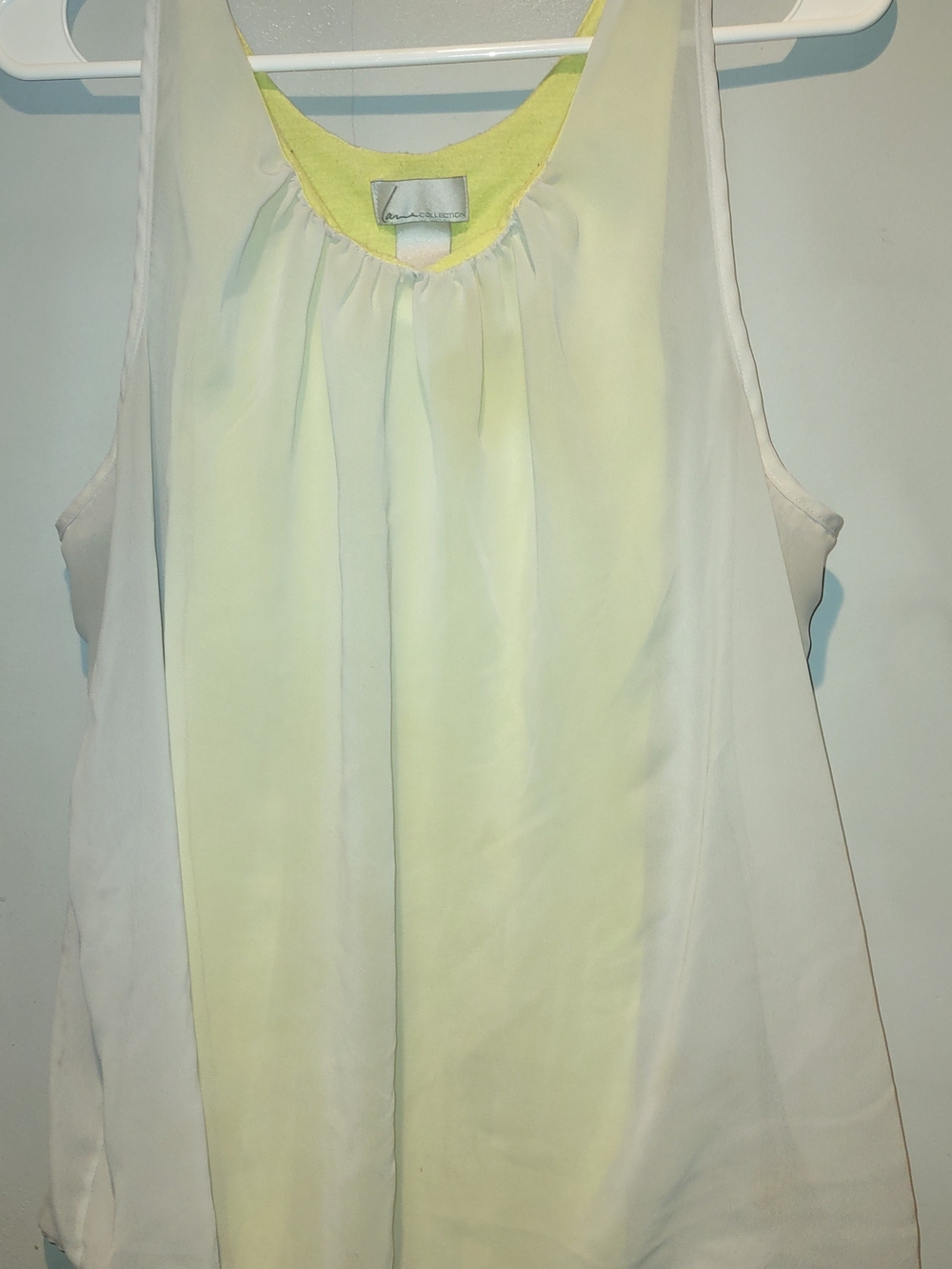 Lane Bryant Cream and Light Yellow Sleeveless Blouse